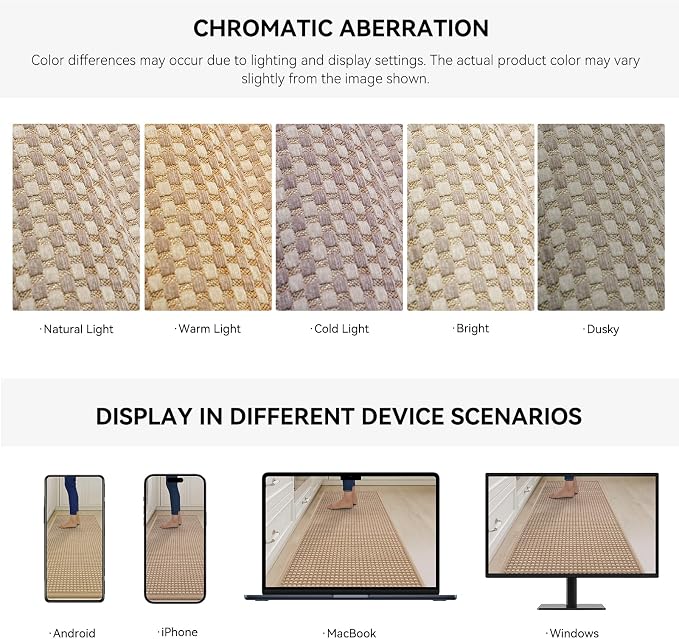 YDKGL Large Kitchen Runner Rugs Long Kitchen Mat Non Slip Washable, Super Absorbent Soft Chenille Braided Kitchen Mats for Floor, Rubber Backing Kitchen Sink Standing Mat, Easy Clean, Brown 36"x71"