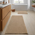 JIUZHEN Set of 2 Waffle Bath Mats Non Slip Waffle Bathroom Runner Rug Washable Boho Runner Bath Rugs Super Absorbent Shower Mat for Bathroom Kitchen Hallway Laundry, 16" x 24" +24" x 60", Brown
