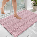 OLANLY Thick Bathroom Rugs 36x24, Extra Soft Absorbent Chenille Striped Bath Rugs, Rubber Backing, Machine Wash Dry, Bath Mats for Bathroom Floor, Tub and Shower, Home Decor Accessories, Dusty Rose