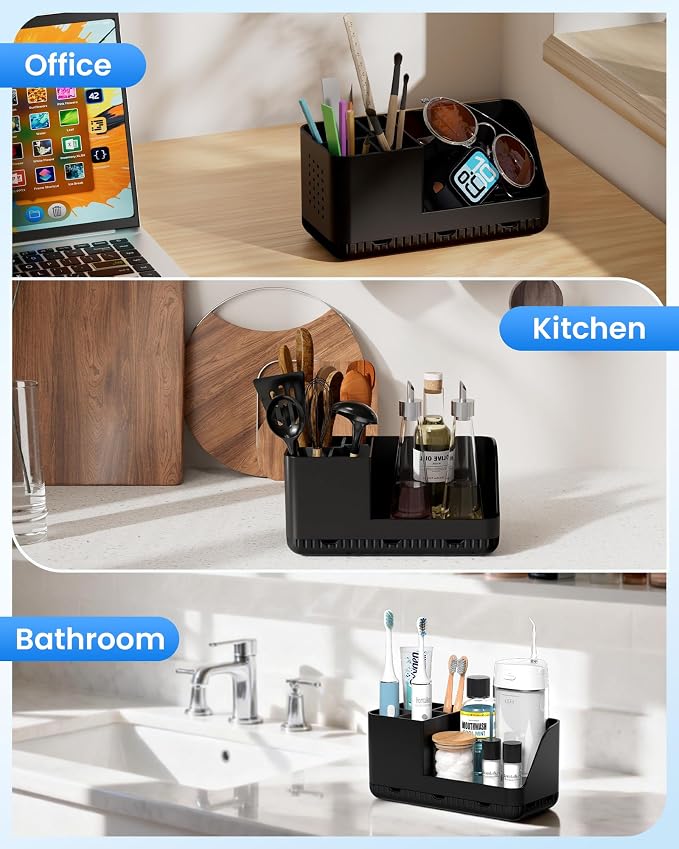 Toothbrush Holders for Bathroom Counter - Detachable Bathroom Organizer and Storage Electric Toothbrush and Toothpaste Holder, Bathroom Decor Accessories for Countertop, Shower, Sink