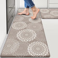 LuxStep Kitchen Mats for Floor,Cushioned Rug Anti-Fatigue Mats for Kitchen Decor Accessories,Waterproof Non-Slip Mats and Rugs Set for Office,Floor,Laundry 17.3"×30"+17.3"×47",Khaki