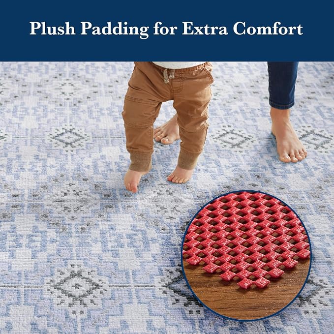 Veken 5x7 Ft Rug Pad Gripper for Hardwood Floors, Non Slip Red Rug Pads for Area Rugs, Thick Rug Grippers for Tile Floors, Under Carpet Anti Skid Mat, Keep Your Rugs Safe and in Place