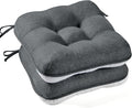 BETU Chair Cushions for Dining Chairs Set of 2,3.5" Thick Kitchen Table Chair Pads with Ties,Non Slip Backing and Covers, Seat Cushion for Dining Room,Bar,Patio Chairs,15.5"X15.5"X3.5",Dark Grey