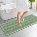 OLANLY Thick Bathroom Runner Rugs 59x20, Absorbent Chenille Striped Bath Rugs, Rubber Backing, Machine Wash, Extra Long Bath Mats for Bathroom Floor, Tub and Shower, Home Decor Accessories, Sage Green