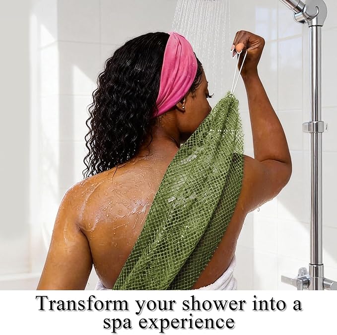 SubSahara Authentic African Net Sponge - 4 Pack Exfoliating Bath & Shower Loofah Sponge for Body & Face, Gentle Scrubber for All Skin Types, Travel, Durable