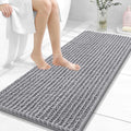 OLANLY Long Bathroom Rugs Runner 47x20, Thick Soft and Absorbent Chenille Bath Mat, Non-Slip, Machine Washable Quick Dry Bath Rugs for Tub Shower Floor, Home Decor Accessories, Grey