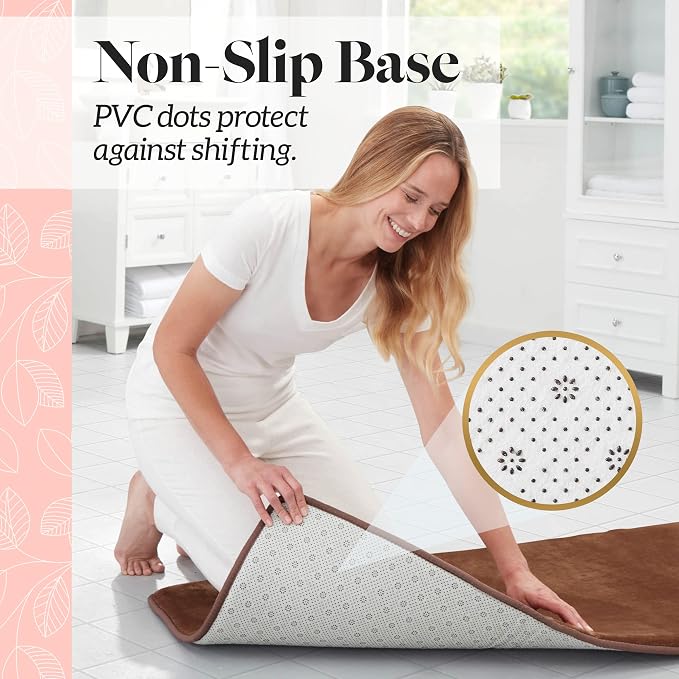 Memory Foam Bath Mat Non Slip Absorbent Super Cozy Velvet Bathroom Rug Carpet (72 inches X 24 inches, Brown)
