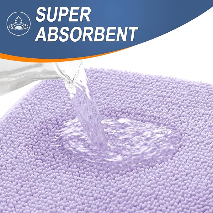 OLANLY Thick Memory Foam Small Bathroom Rugs 24x16, Extra Soft Absorbent Bath Rug, Quick Dry Bath Mats, Non-Slip, Machine Washable Carpet for Bathroom, Tub and Shower, Home Decor Accessories, Lavender