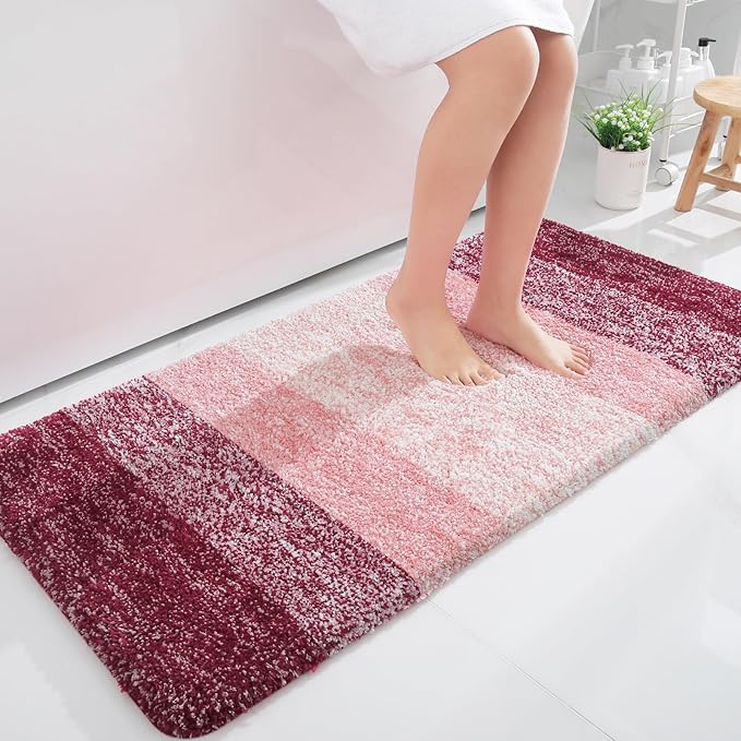 OLANLY Large Bathroom Rugs Mat 44x32, Extra Soft Absorbent Microfiber Bath Rugs, Rubber Backing, Quick Dry, Machine Washable Bath Mats for Bathroom Floor, Tub and Shower, Home Decor Accessories, Red