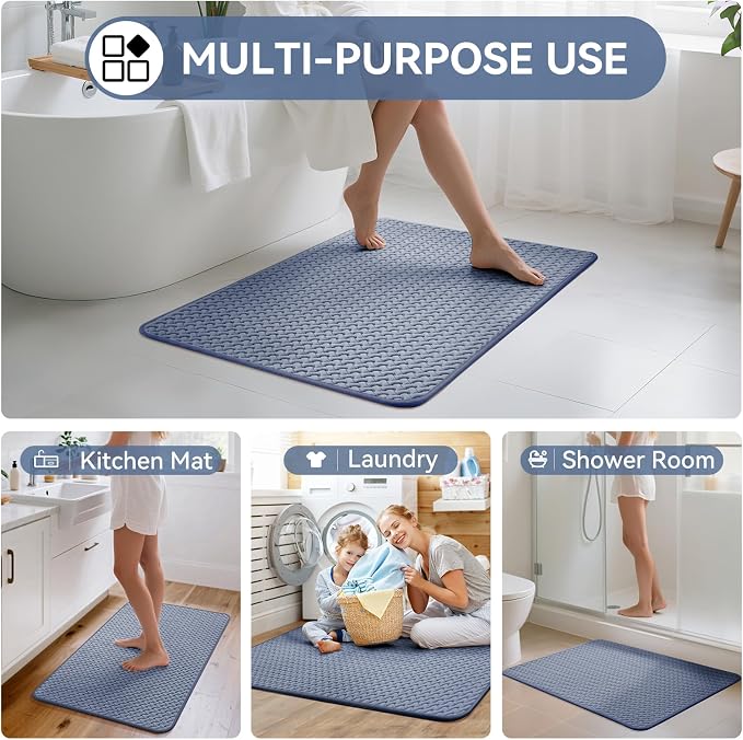 YDKGL Bathroom Rugs Non Slip, Super Absorbent Quick Dry Bath Mats for Bathroom, Foam Weave Texture Thin Bath Rugs Washable with Rubber Backing Fit Under Door Outside Shower,16" x 24“