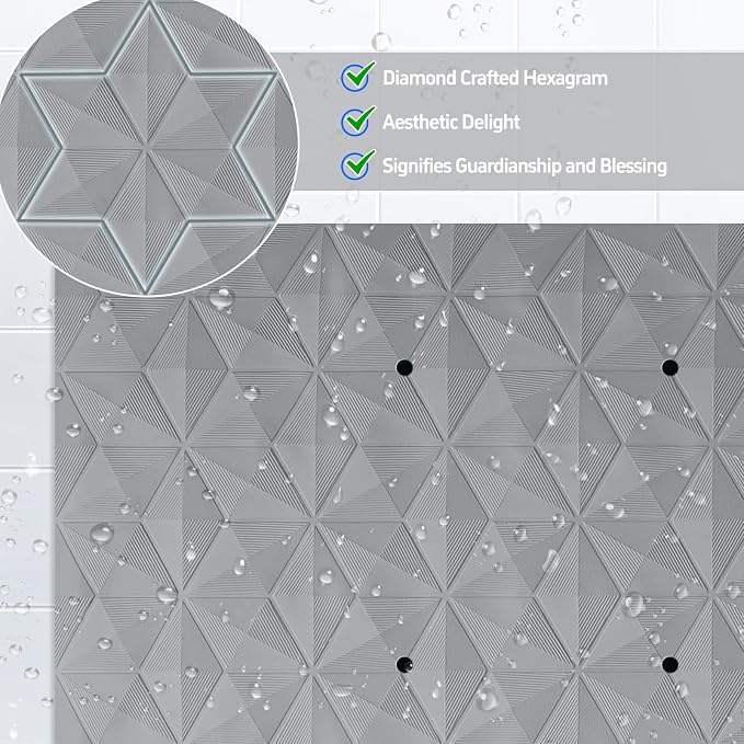 Non Slip Bathtub Mat for Bath Tub Shower - Natural Rubber Mat with 241 Suction Cups - Soft Bathroom Safety Mat - Unique Diamond Pattern - Fatigue Relief - Machine Washable - 16 × 28 Inch