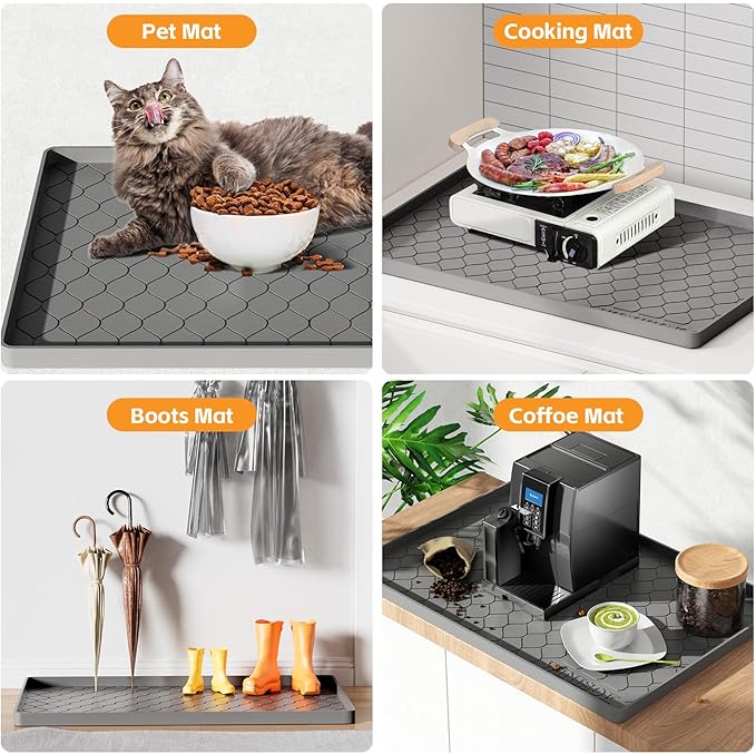 Winisok Silicone Under Sink Mat 28" x 22", kitchen Essentials and Gadgets, Shelf liner and Cabinet Protector, Home Organizers and Storage, Waterproof Bathroom Tray
