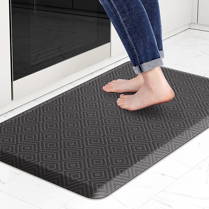 Mattitude Kitchen Mat Cushioned Anti-Fatigue Floor Mat Water Resistant Non-Slip Mats and Rugs Standing and Comfort Desk Mats for House Sink Office Laundry (Dark Grey, 17.3"x28")