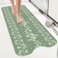 SHUCHING Green Bath Mat for Tub Non Slip for Women-40 X 16 Inch, Flower Non Slip Bathtub Mat for Adults & Elderly Mold Free, Long Shower Mat for Inside Shower with Suction Cup, Machine Washable