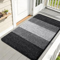 Kitinjoy Indoor Outdoor Door Mat, 59x32 Non-Slip Absorbent Dirt Trapper, Low-Profile Washable Inside Entrance Front Floor Mat, Sturdy Soft Entry Doormats for Entryway, Black