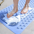 Bathtub Mat, 27x14 inch Non-Slip Bath Tub and Shower Mat with Suction Cups, Bathroom Bathtub Mats with Drain Holes Suction Cups, Machine Washable (Blue