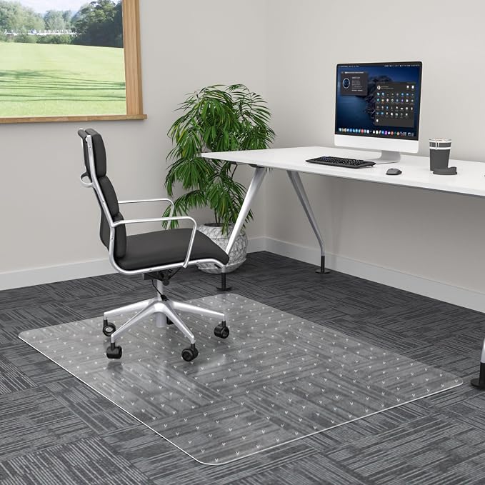 100pointONE Office Chair Mat for Carpet- 36" x 48" Studded Desk Chair Mat for Low Pile Carpeted Floors, Plastic Floor Mat for Office Chair Over Carpet