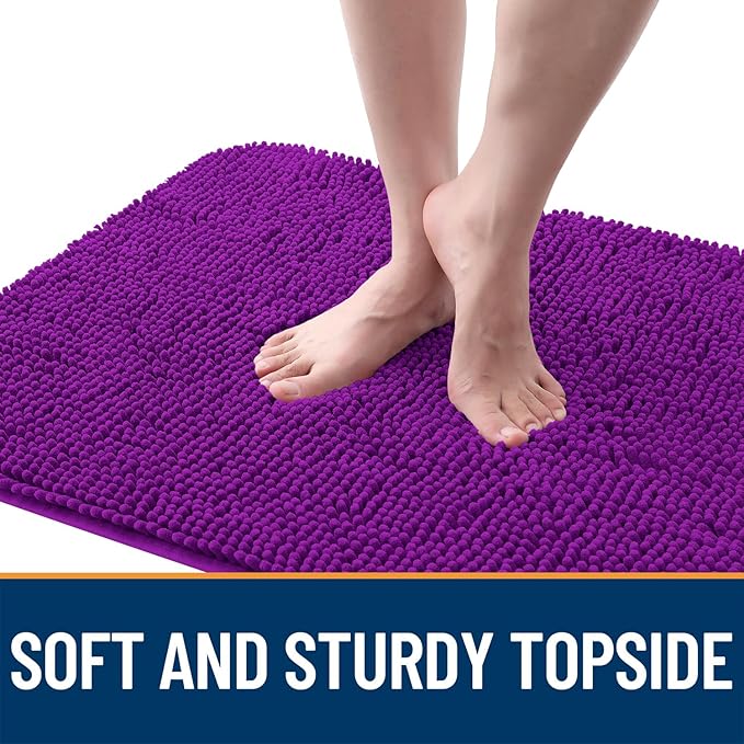 OLANLY Dog Door Mat for Muddy Paws 35x24, Absorbs Moisture and Dirt, Absorbent Non-Slip Washable Doormat, Quick Dry Chenille Mud Mat for Dogs, Entry Indoor Entryway Carpet for Inside Floor, Purple