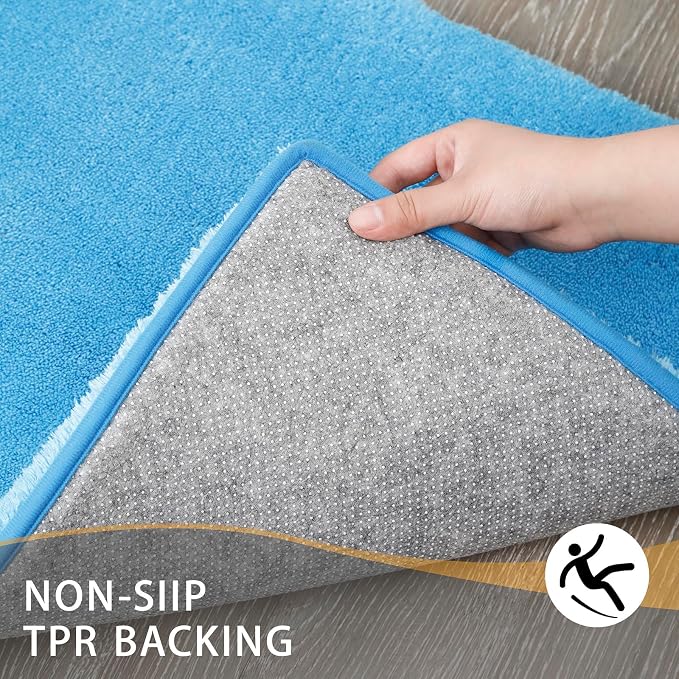 MINIDEAR Bathroom Rugs 36x24 Lake Blue - Thick Memory Foam Bath Mat, Ultra Soft & Plush Fluffy, Non-Slip, Quick Dry, Absorbent Washable Floor Microfiber Mat for Tub, Home Decor Accessories