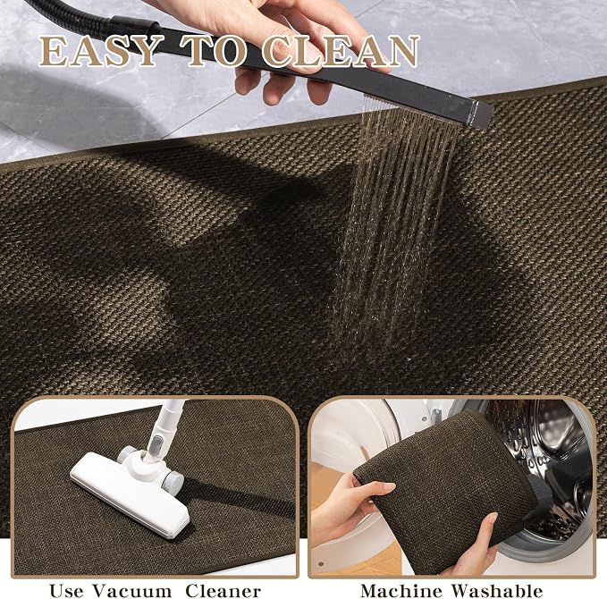 chakme Bathroom Rugs Mat 32x17, Ultra Thin Non Slip Bath Mat Quick Dry Absorbent Bath Mat for Bathroom Floor, (Brown, 32"x17")