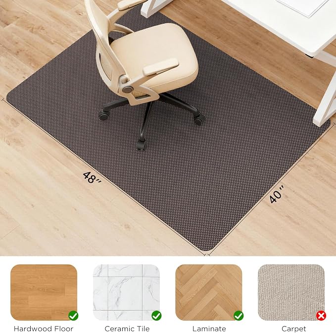 Sycoodeal Chair Mat, 40" x 48" Office Chair Mat for Hardwood and Tile Floor, Heavy Duty Floor Protector for Rolling Chairs, Non-Slip,Computer Mat for Home Office(Coffee)