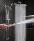 Veken All Metal 10" Brushed Nickel Shower Head with Handheld, Luxurious Square Double Rain Shower Heads with Power-wash Hand Held, Dual High Pressure Detachable Rainfall Showerhead,Bathroom Upgrade