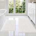 Smiry Bathroom Rugs Sets 2 Piece, Soft Absorbent Chenille Machine Washable Non Slip Shaggy Bath Rug Set for Tub, Shower, and Floor (36x24+24x16, Ivory)
