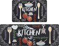 HEBE Kitchen Rugs Set of 2, Cushioned Anti Fatigue Kitchen Mats for Floor, Non Slip Waterproof Comfort Standing Desk Mat Carpet for Sink, Stove, Laundry Room, Colorful