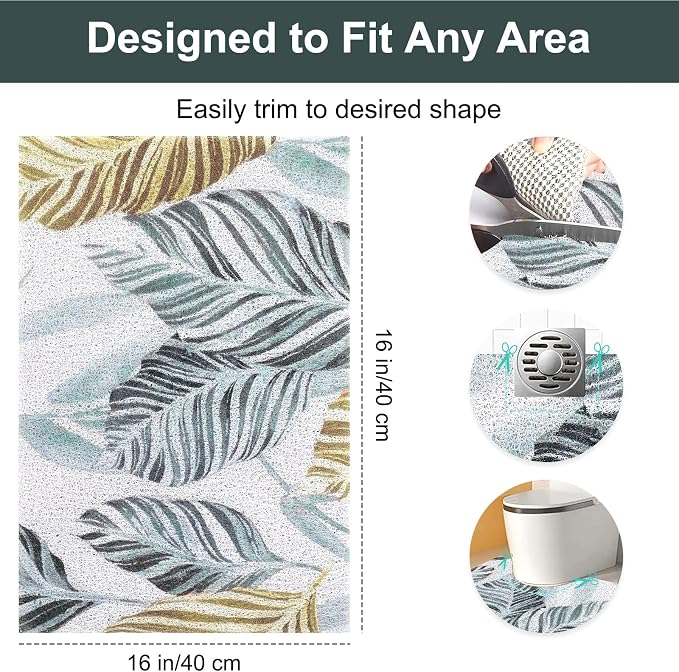 Non Slip Shower Mats for Inside Shower, 16x24 Inch Soft PVC Loofah Shower Mat, Foot Scrubber Anti-Slip Shower Mat,Quick Drying Shower Stall Mats for Wet Areas, Bathroom, Home, Hotel