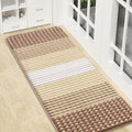 Kitinjoy Indoor Outdoor Door Mat, 47x17 Non-Slip Absorbent Dirt Trapper, Low-Profile Washable Inside Entrance Front Floor Mat, Sturdy Soft Entry Dotted Ombre Doormats for Entryway, Light Brown