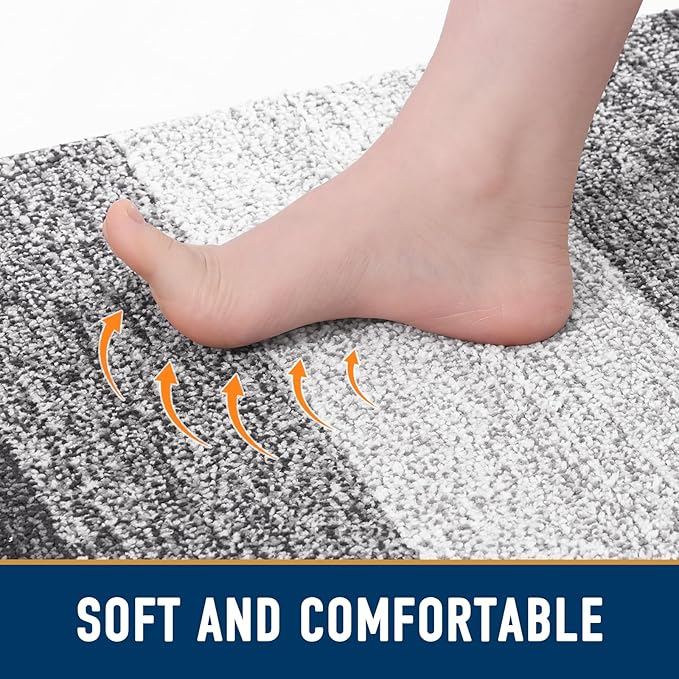 Smiry Dog Door Mat for Muddy Paws, Absorbs Moisture and Dirt, Low-Profile Entryway Mat with Non-Slip Backing, Entry Indoor Outdoor Doormat for Inside Floor (40x32 Inches, Grey, Striped)