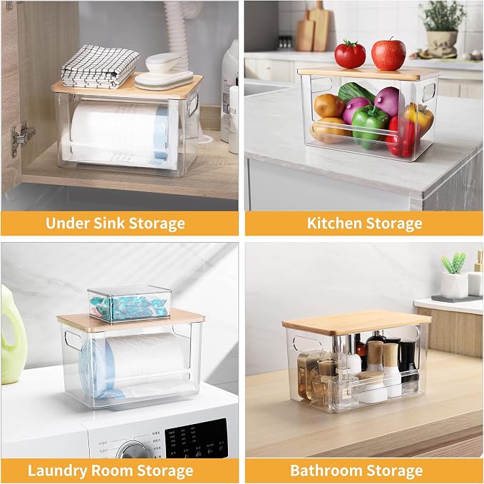 3Pcs Extra Large Laundry Room Organization and Storage, Stackable Storage Drawers, Trash Bag Holder Under Sink, Garbage Bag Dispenser Roll Holder for Vanity, Bathroom,Cabinet,Desk Organization