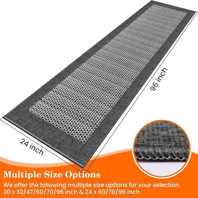 StepRite Kitchen Rugs, Kitchen Mats for Floor, 96"x24" Non-Slip Machine-Washable Kitchen Throw Rug, Absorbent Runner Rugs Office, Sink Standing Desk Mat, Decor Carpet, Grey