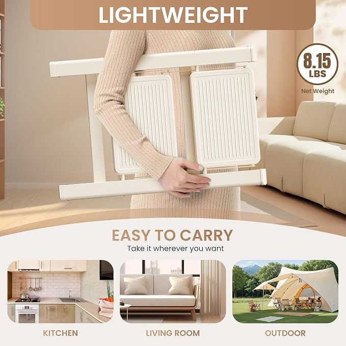 2 Step Ladder Folding Step Stool with Wide Anti-Slip Pedal, 330LBS Capacity, Lightweight Portable Stepladder for Home and Kitchen Use, Cream White