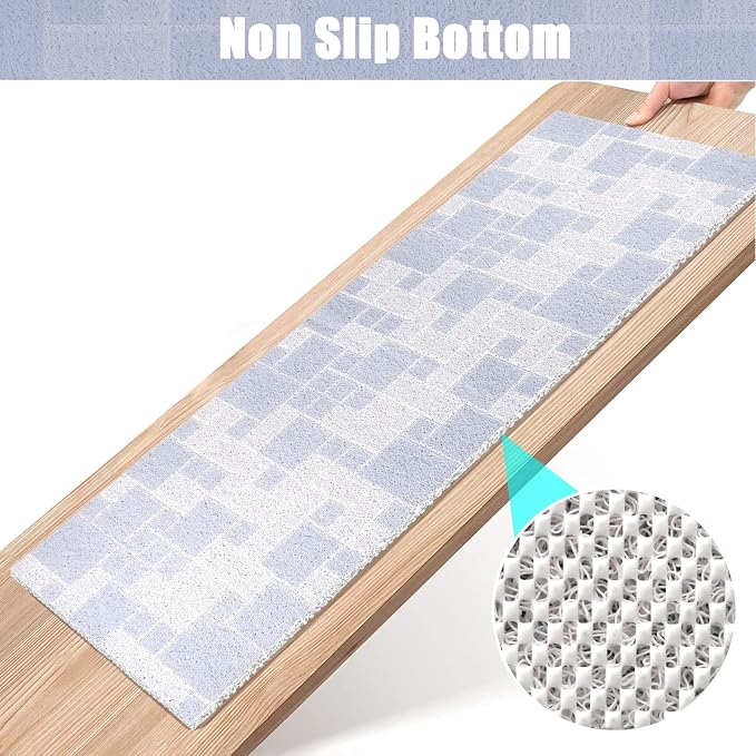 Shower Mat Non Slip Extra Long Bath Tub Mat Non Slip 16''x39'' Loofah Bathroom Shower Mat for Inside Shower Soft Textured Foot Massage Pad Bathroom Floor Mat for Wet Area No Suction Cups Quick Dry