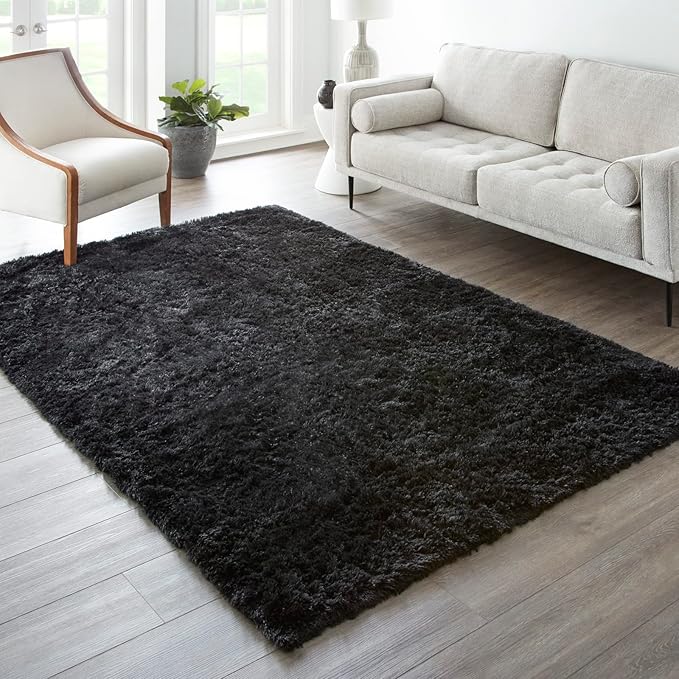 Ophanie 6x9 Black Rugs for Living Room, Large Fluffy Shag Fuzzy Plush Soft Area Rug, Floor Shaggy Carpets for Bedroom, Carpet for Kids Boys Girls Dorm Nursery Home Decor Aesthetic