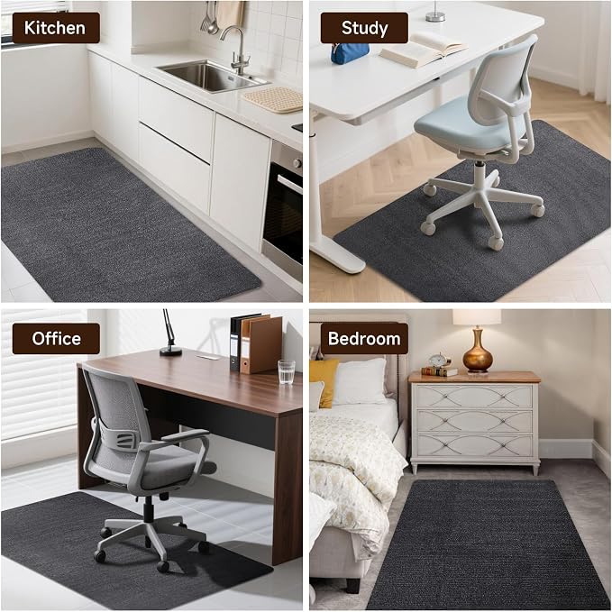 Office Chair Mat for Hardwood Floor & Tiles, 55"*35" Desk Computer Floor Mats, Large Anti-Slip Hard Floor Protector for Rolling Chairs, Dark Gray
