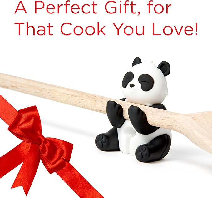 Panda Spoon Rest for Stove Top – Silicone Pot Clip Utensil Holder & Lid Lifter – Funny Kitchen Gadget, Unique Panda Bear Gifts for Women – 1.75" x 2.75"