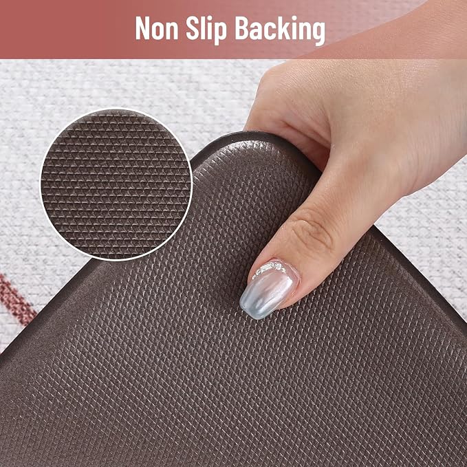 KIMODE Anti Fatigue Kitchen Mats for Floor 2 Piece, Christmas Farmhouse Kitchen Rugs, Padded Kitchen Floor Mats, Red Boho Standing Desk Mats for Laundry Room Decor Office Bathroom Sink 17"x47"+17"x29"