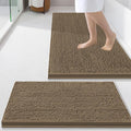 Smiry Bathroom Rugs Sets 2 Piece, Soft Absorbent Chenille Machine Washable Non Slip Shaggy Bath Rug Set for Tub, Shower, and Floor (34x21+24x16, Camel)