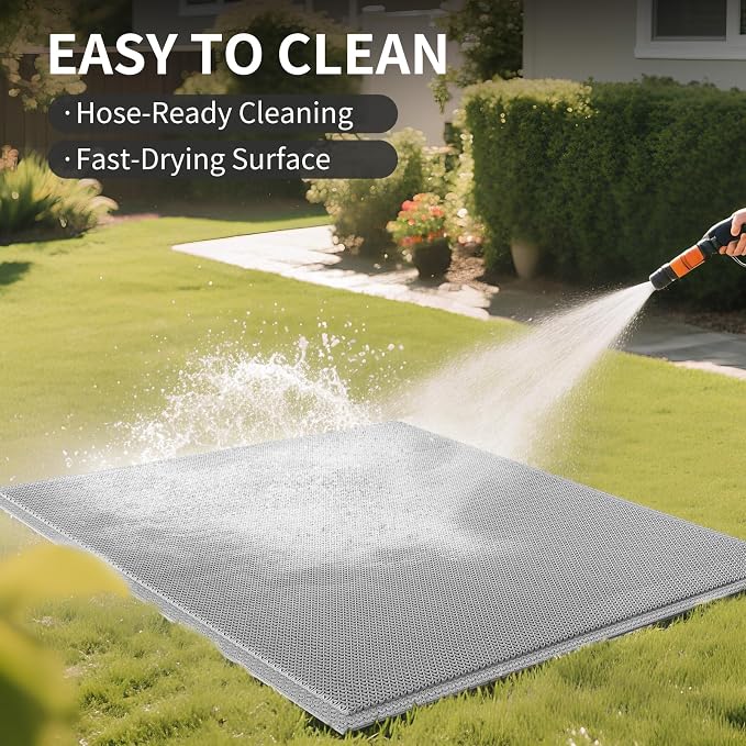 Front Door Mat 24''x71'', Drainage Heavy Duty Dirt Trapping Non-Slip Doormats, Outdoor Rubber Floor Mats, Restaurant Commercial Kitchen Industral Pool Entrance Bar Wet Area, Grey