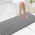 Smiry Luxury Chenille Bathroom Rugs 59x20, Extra Soft and Absorbent Shaggy Bath Mat, Machine Washable, Non-Slip Plush Carpet Runner for Tub, Shower, and Floor, Home Decor Accessories, Grey