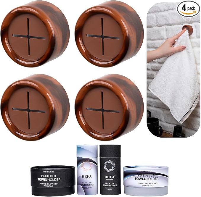 HEFA Towel Holder, Towel Hooks, Dish Towel Holder, Kitchen Organization, Bathroom Accesories, Kitchen Towel Hook, Kitchen Towel Holder, Christmas Gift, Kitchen Gadgets 4 Pack