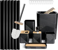 CERBIOR Bathroom Accessory Set with Shower Curtain, Includes Shower Curtain,Soap Dispenser, Toothbrush Holder, Toothbrush Cup, Soap Dish for Decorative Countertop and Housewarming Gift,Black,20PC