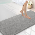 Smiry Luxury Chenille Bathroom Rugs 59x24, Extra Soft and Absorbent Shaggy Bath Mat, Machine Washable, Non-Slip Plush Carpet Runner for Tub, Shower, and Floor, Home Decor Accessories, Light Grey