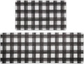 FRESHMINT Modern Farmhouse Plaid 2 Piece Set Kitchen Mats for Floor Anti Fatigue Waterproof & Non-Skid Kitchen Rugs Cushioned Kitchen Mat for Standing Washable Comfort Desk Kitchen Runners