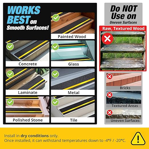 Reflective Grip Tape for Stairs 30" x 6" - 15-Pack Outdoor Stair Treads Non-Slip Weather Resistant - Anti Slip Tape for Exterior Wooden Steps - Waterproof 80-Grit Adhesive Treads by Thunder Grip