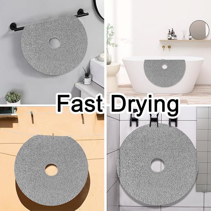 Shower Mat Non Slip, Round Shower Mat for Inside Shower, Non Slip Bathtub Mat, Fast Drying Bath Tub Mats, Loofah Mat for Shower Bathroom, Quick Drying, Resistant (Grey, 24 x 24 Inch)