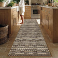 Kitchen Runner-Non Slip Kitchen Mats for Floor-Thick Stain Resistant Vintage Kitchen Floor Rug Runner Carpet for Hallways Entryway Laundry Room Washable（Brown 24"x70"）