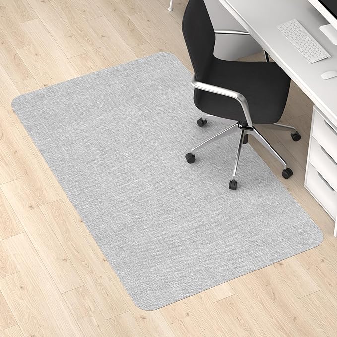 Blvornl Office Chair Mat for Hardwood Floor, 47.2"x 60" Desk Computer Chair Mat for Hard Wood and Tile Floor, Large Anti-Slip Hard Floor Protector Rolling Chair Mat, PVC Mat Desk Rug Light Grey